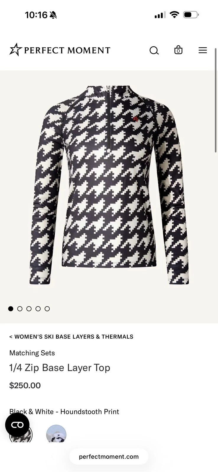 Perfect Moment 1/4 Zip Base Layer Top Houndstooth Black White Women S NWT
Opens in a new window or t