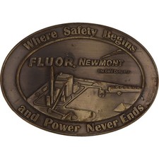 Fluor Newmont Gold Company Mining Industrial Plant 1990s Vintage Belt Buckle