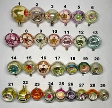 Vintage glass Christmas tree Ornament decoration notch ball soviet USSR  №675