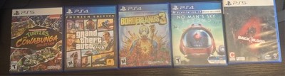TMNT Cowabunga, GTA V,  Borderlands 3, No Man's Sky and Back 4 Blood PS4/PS5 lot