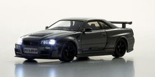 Kyosho 1/64 NISSAN R34 GT-R Nismo MOTN Model Car w/ LED LIGHTS W/ BASE *GRAY*