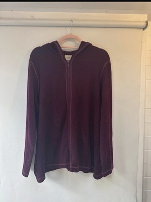 Burgundy L.L. Bean 100% cashmere full-zip hoodie sweater 2X