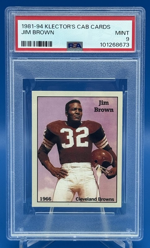 RARE 1981-94 Klector’s Cab Card JIM BROWN PSA 9 Cleveland Browns Pop 10