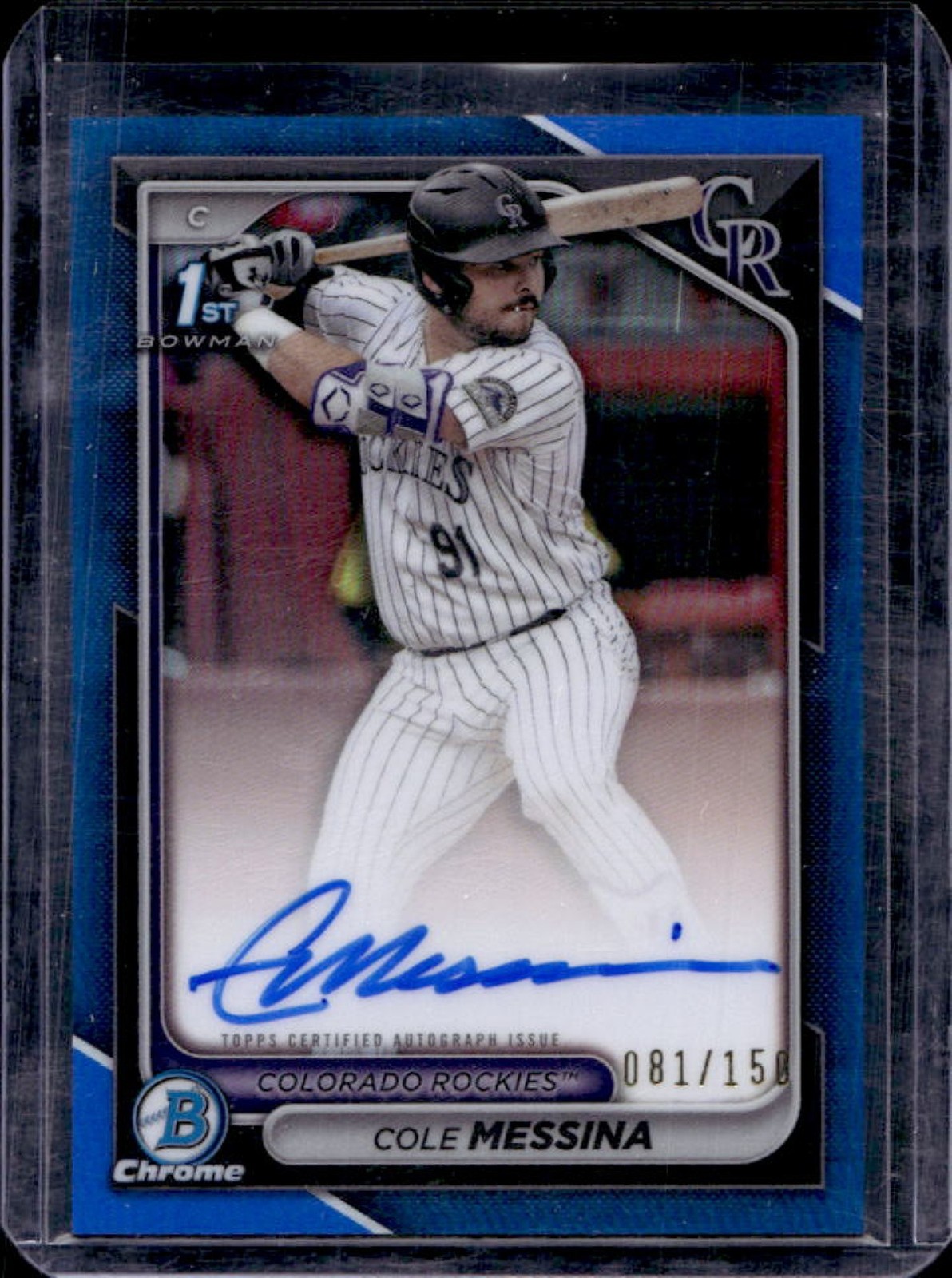 2024 Bowman Draft Cole Messina Chrome Auto Blue Refractor 1st #81/150