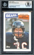 Steve McMichael Beckett BAS Vintage Signed 1987 Topps Autograph Bears