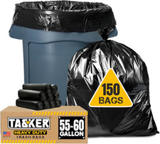55-60 Gal Heavy Duty Trash Bags 150 Count Mega Value Pack Black Large Bags