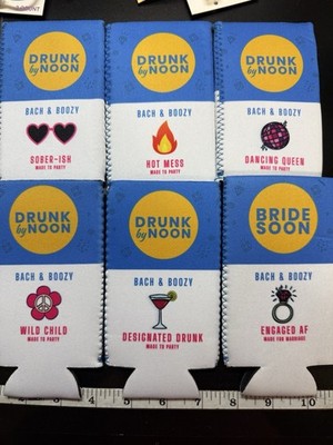 12Pc Bachelorette Party Slim Can Koozie Soon ''Drunk By Noon'' Sleeve Party Favors