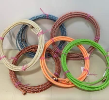 New! Kid's 20' foot long Waxed Nylon LARIAT RODEO ROPE Leather burner 10 COLORS