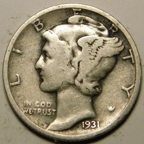 1931 D Mercury Dime 90% Silver VG-F   "Actual Coin Pictured- Not Cleaned"