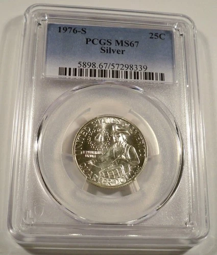 1976-S PCGS MS67 SILVER WASHINGTON QUARTER NICE WHITE MS 67 25c
