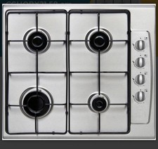 Image of Currys Essentials 4 burners Gas Hob 58 cm Built in Stainless Steel Counter Top