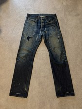 Vintage Levi's Big E 501 Red Tab Distressed Repaired Denim Jeans 33x32.5