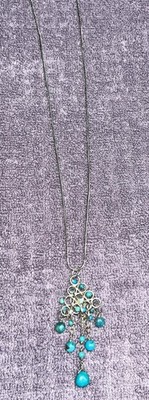 Sterling Silver Turquoise Beaded Pendant Necklace w/Sterling 20  Chain 