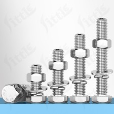 316L Stainless Steel Hex Bolt & Nut Kit with Washers Marine Grade M6-M20 A4-80