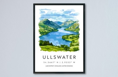 Ullswater Aquarell Poster Ullswater Lake District Reisedruck Wandbild
