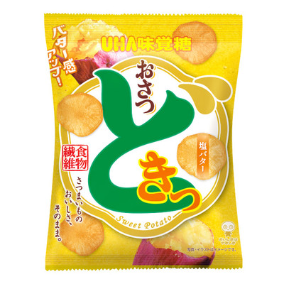 Japan UHA Osatsu Dokki   Salted Butter Sweet Potato Chips 65g × 10 bags