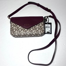 DKNY Sloana NWT Crossbody Bag Purse Burgundy Logo Print Mini