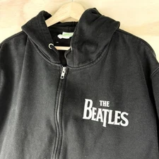 The Beatles Hoodie Mens Mediu Black Full Zip Sweatshirt Band Graphic Apple Corps