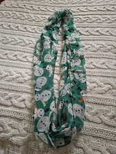 Viscose Green Snowman Infinity Vivian and Vincent Scarf, Christmas Clothing