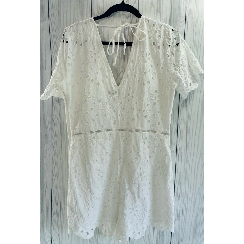 Mameluco blanco con ojales Abercrombie & Fitch para mujer talla grande 100 % algodón Foto 4 de 4