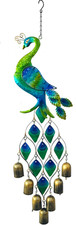 Outdoor Chimes Gifts for Women, Colorful Peacock Wind Chimes-Metal and Glass Han