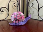 Fenton Snail With Peppermint Candies OOAK RWorstell Hand Painted Bright Colors!