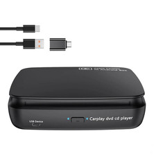 Portable Car CD DVD Player With Wireless CarPlay Android Auto Adapter, AI Box
