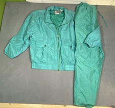 Vintage 80  s/90  s EVR Silk Lined W/ Polyester Tracksuit Women  s L Teal Granny