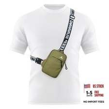 Army Green Dual Pocket Sling Bag - Water Resistant - Mini Crossbody Chest Bag