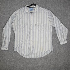 Vtg 90s Levis San Francisco Striped Button Up Shirt XL Blue Label Point Collar