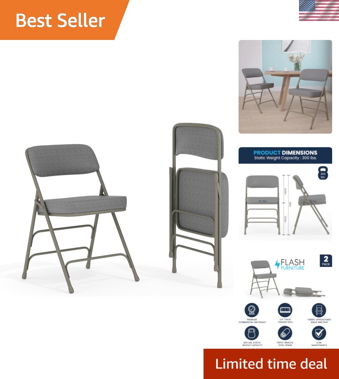 S With Cushioned Seats, Fabric Upholstered...