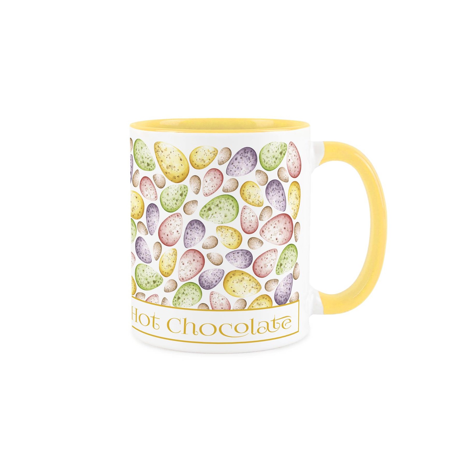 Speckled Chocolate Eggs Yellow Ceramic Hot Chocolate Mug - Easter Gifts