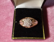 Diamond Cluster Ring 19 Diamonds 10K Yellow Gold 6.1g Large Men's Sz:14