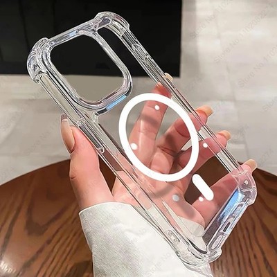 Transparent Wireless Charge Case for Apple iPhone 15 14 13 12 11 Pro Max Plus