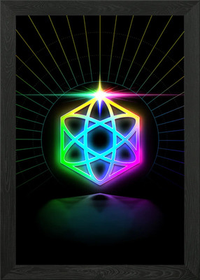 Neon Glyphe Mandala Rune gerahmtes Wandbild Poster Leinwanddruck Bild