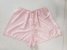 Vintage PETRA Glossy Baby Pink With Bow SHINY Satin Sleep Shorts Size M USA Made