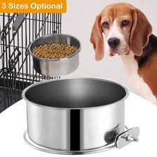 Stainless Steel Dog Bowl Pets Hanging Food Bowl Detachable Pet Cage Food Water B