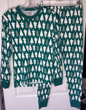 Hanna Andersson Winter Green Trees Pajama Set Unisex Adult S Small MINT 