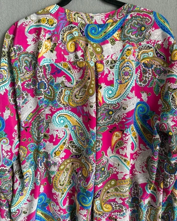 Blusa Elementz Feminina Tamanho 3X Multicolorida Túnica Paisley Manga Longa Aba Rolo - Imagem 4 de 4