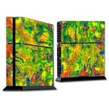 PS Playstation console skins decals wrap - green trippy color mix psychedelic