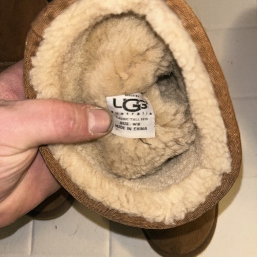 UGG AUSTRALIA Classic Tall Boots Women's 8w Chestnut Sherpa Leather Suede 5815 - Picture 9 of 9