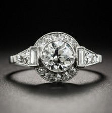 Vintage Verlobungsring 2,80Ct Lab Created Saphir 14K Weißgold in Größe 7,5