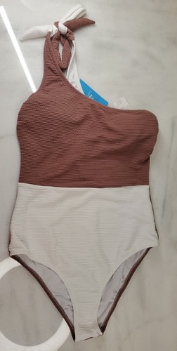 Nwt Cupshe Womens One Piece Swimsuit Size Small One Shoulder Brown 