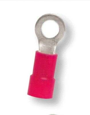 MVP 25 Pack 8 AWG Gauge - Nylon Insulated Ring Terminals 1/4'' Stud