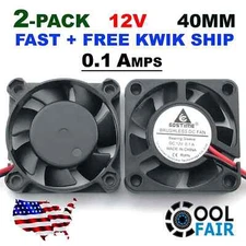 12V 40mm Cooling Computer Case Fan 4010 40x40x10mm PC 3D Printer 2-Pin 2 Pcs B27