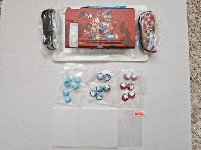Nintendo Switch Zubehör Bundle Mario Gehäuse Controller Kappen Schutzfolie NEU