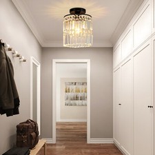 Flush Mount Crystal Chandelier, Crystal Light Fixture Flush Mount Ceiling Light