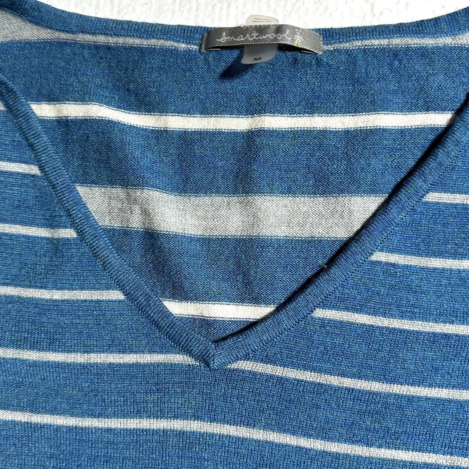 smartwool split stripe v-neck merino wool blend sweater