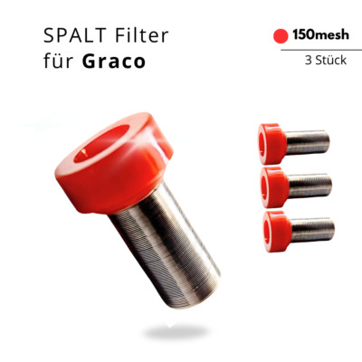 3x SPALTFILTER für Airlesspistolen #150 Filter ROT EDELSTAHL passend für GRACO