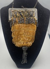 Antique Flapper Change Purse Gold Color With Etched Art Work 3 1/2 By 7